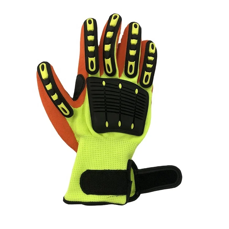 OEM Industrial gloves made of No. 10 polyester and latex crease-proof impact resistant gloves