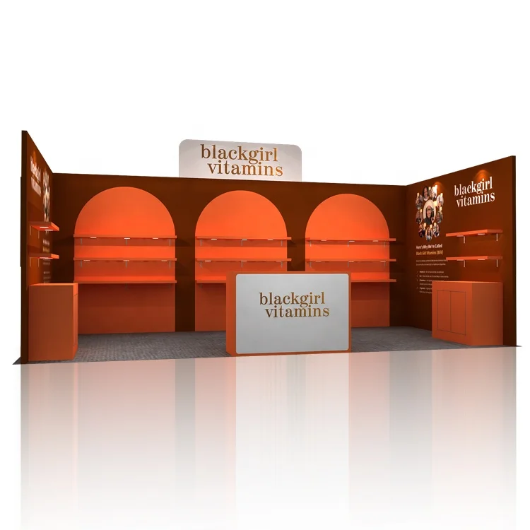 Izexpo 30mins Quick Build 10x20ft Booth High Quality Wine Beauty Expo Booth Custom Cheap Price Wooden Cosmetic Trade Show Booth
