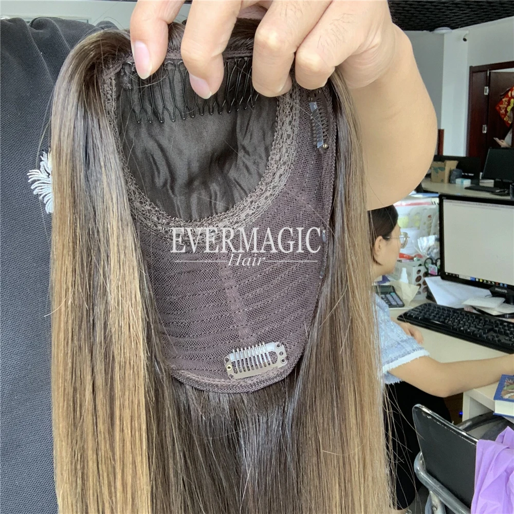 European virgin hair topper silk top with wefted back silk base toppers