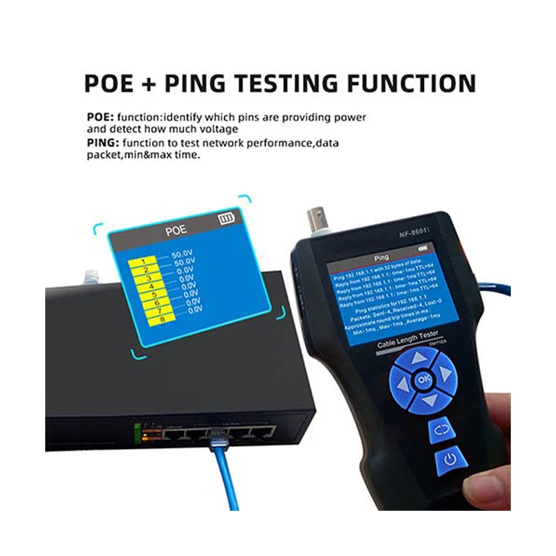 Universal Wire Harness Cable Test Lan Tester Network Cable Tester Poe Ping Tester