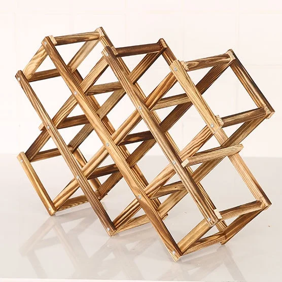 Wholesale Pine wood baked color wine racks creative folding wooden wine rack ornaments multi-bottle ornaments housewarming gifts