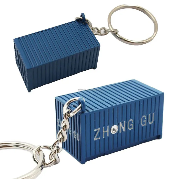 Metal Container Shape Keyring 3D Trailer Container Keychain