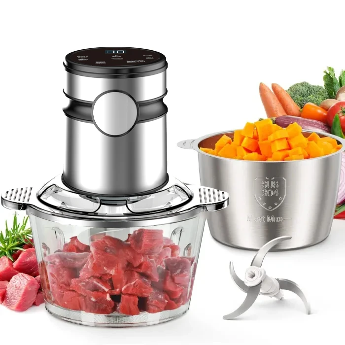 Digital Meat Chopper Home Mini 2L 3L 5L Mincer Electric Stainless Steel Glass Meat Grinder Machine
