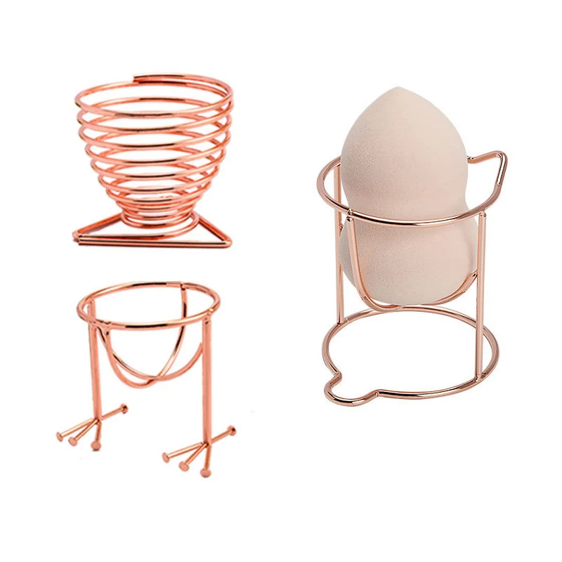 High quality Latex Free Soft Makeup Sponge Cosmetics Blender Sponge with Gold Makeup Sponge Display Stand Holder