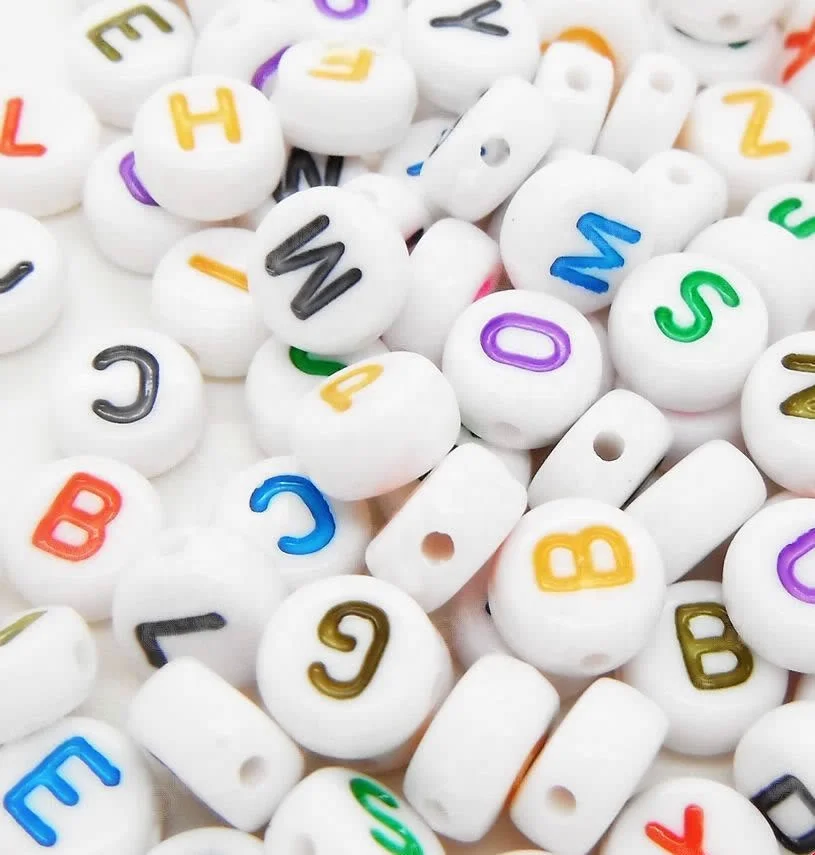 A-Z & mix colorful plastic acrylic coin colorful alphabet letter beads for jewelry making Making Bracelet or Necklace Gifts