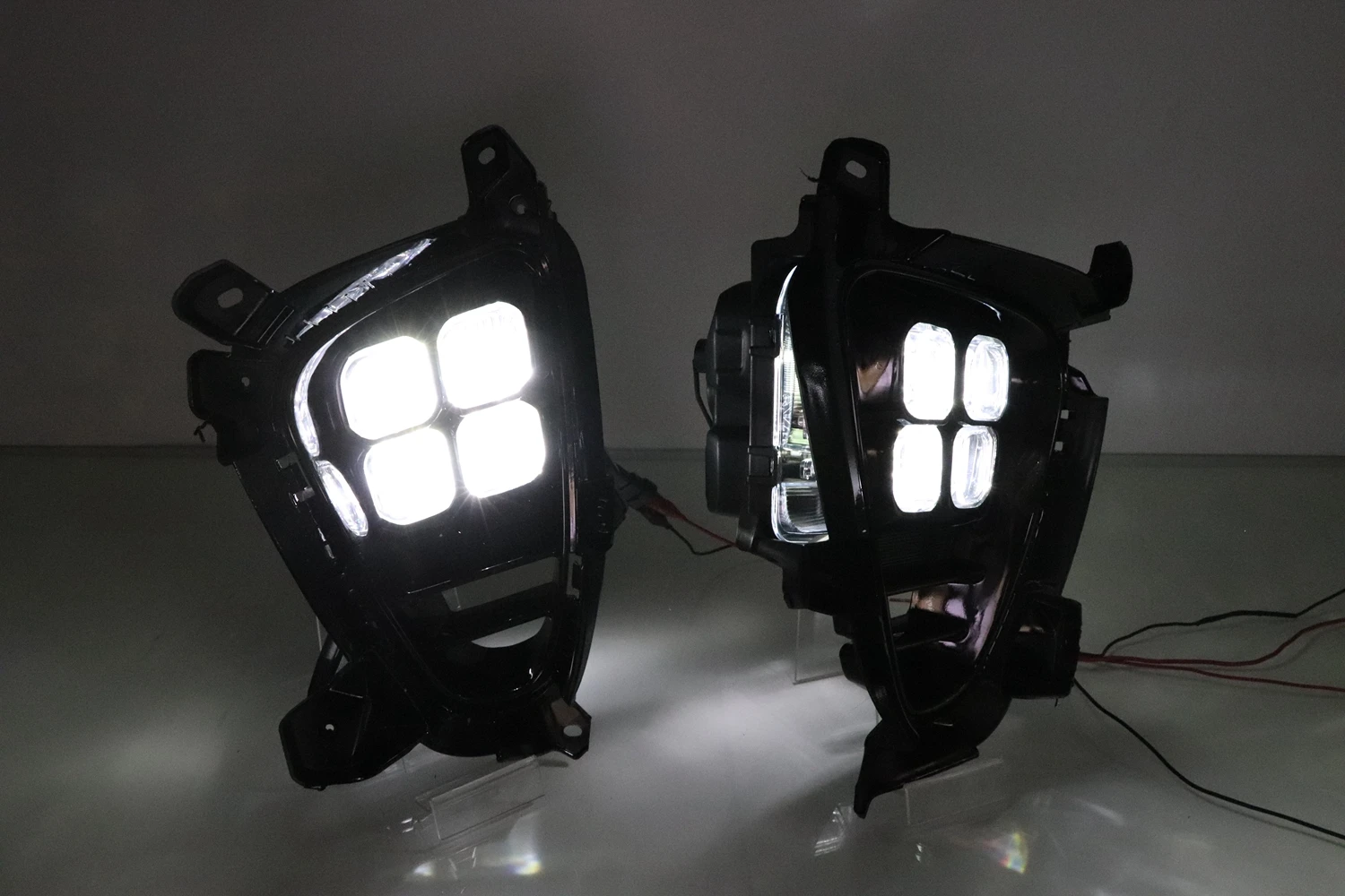 HSD-23010 Auto Parts Glossy Car Daytime Running Light Led Front Fog Lamp Black Bezel 4 Eyes Drl 12V fits for kia sorento drl