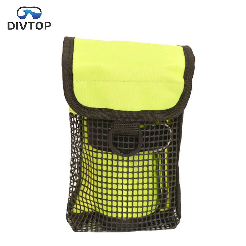 Heavy Duty Dive Finger Spool Reel SMB Safety Marker Buoy Mesh Gear Bag Carrier Pouch Swivel Clip for Diving Snorkeling