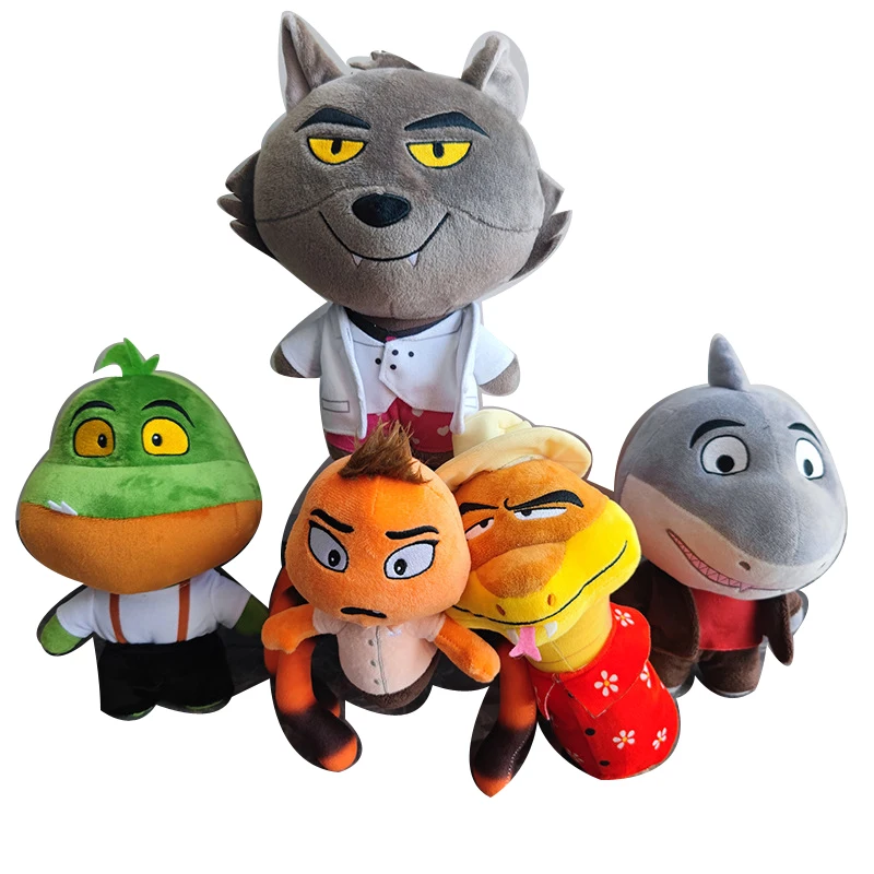Custom The Bad Guys Series Plush Toy Wolf Shark Spider And Snake Cartoon Anime Animal Plush Toys