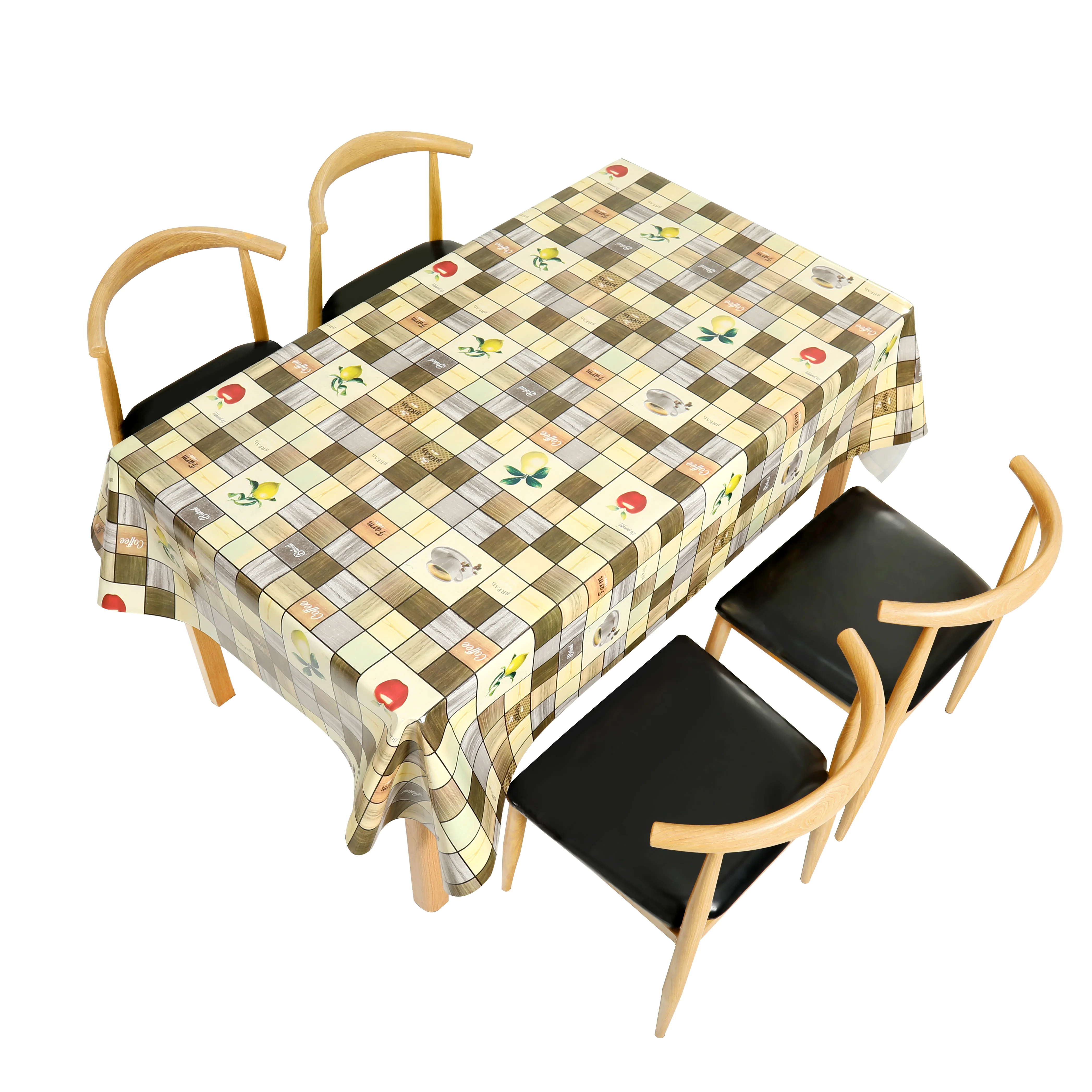 hot beautiful print coffee designs waterproof polyester table cloth non woven backing