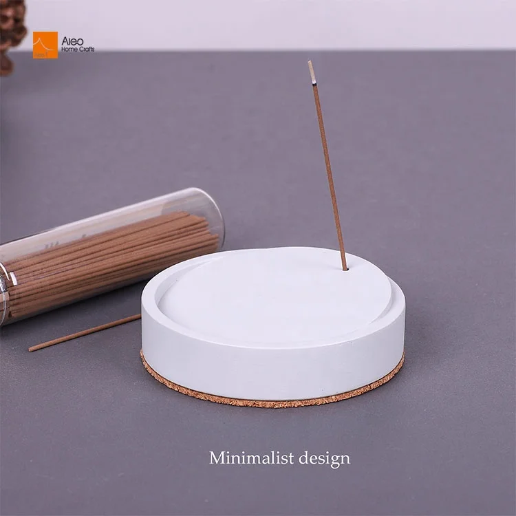 Алео серый цемент круглая курильница сандаловое дерево душистые пепельницы с пробковой наклейкой жанр держатели для благовоний