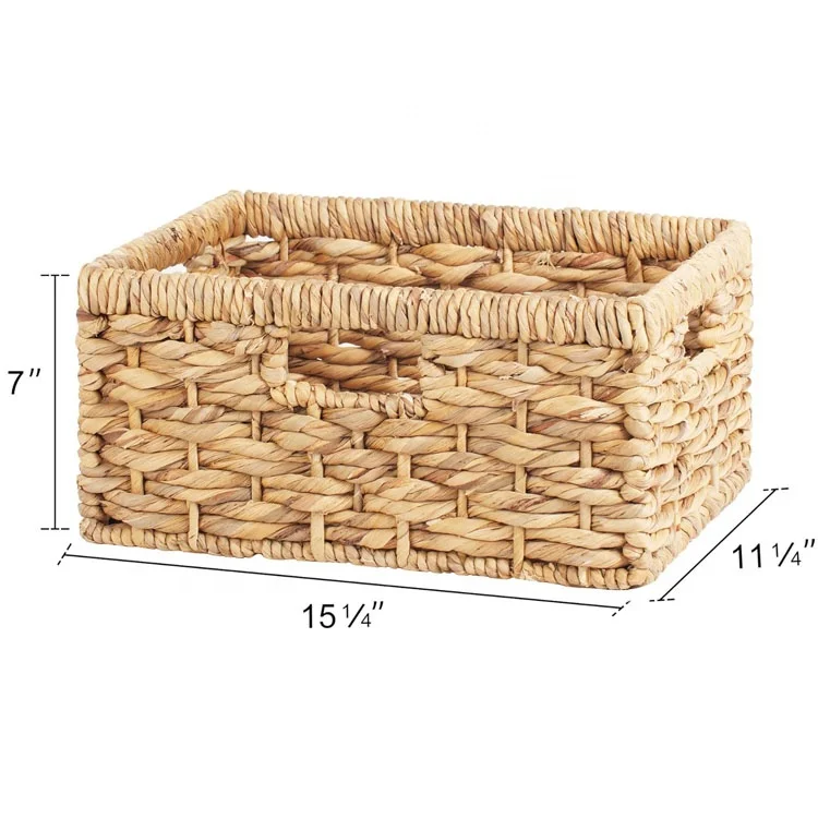 Customized Cheap Hand-Woven Corn Husk Storage Basket with 3 Handles for Organizing