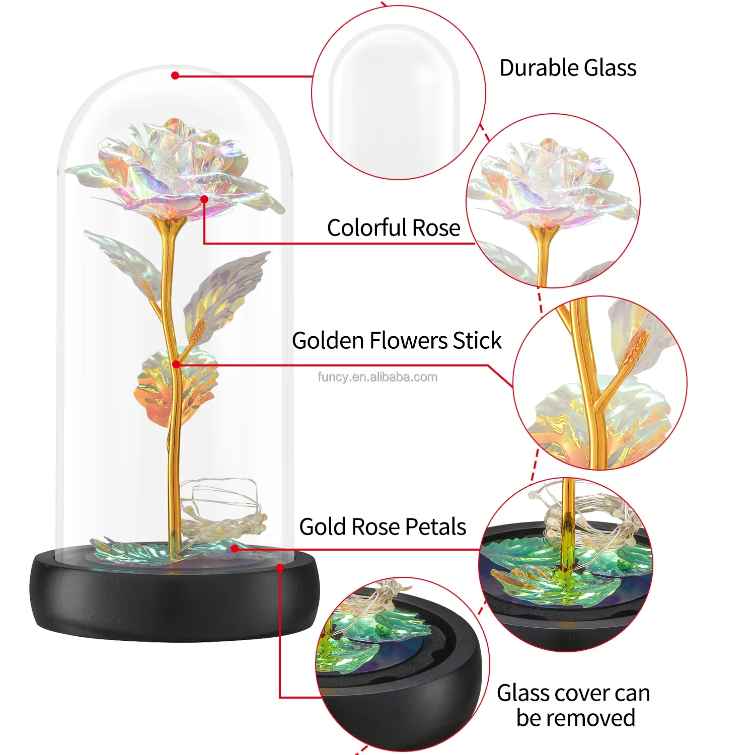 Wholesale Gift Box Customized Logo Eternal Artificial Roses Galaxies Light Up Led Enchanted Galaxy Rose