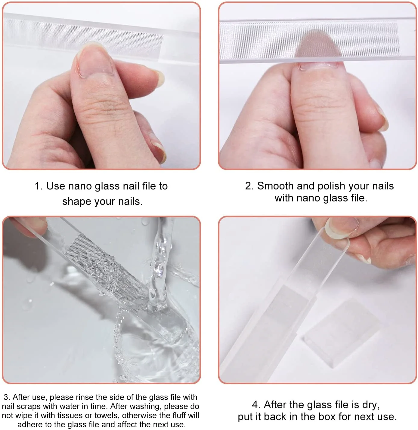 2Pcs Nano Glass Nail File and Glass Foot File with Case