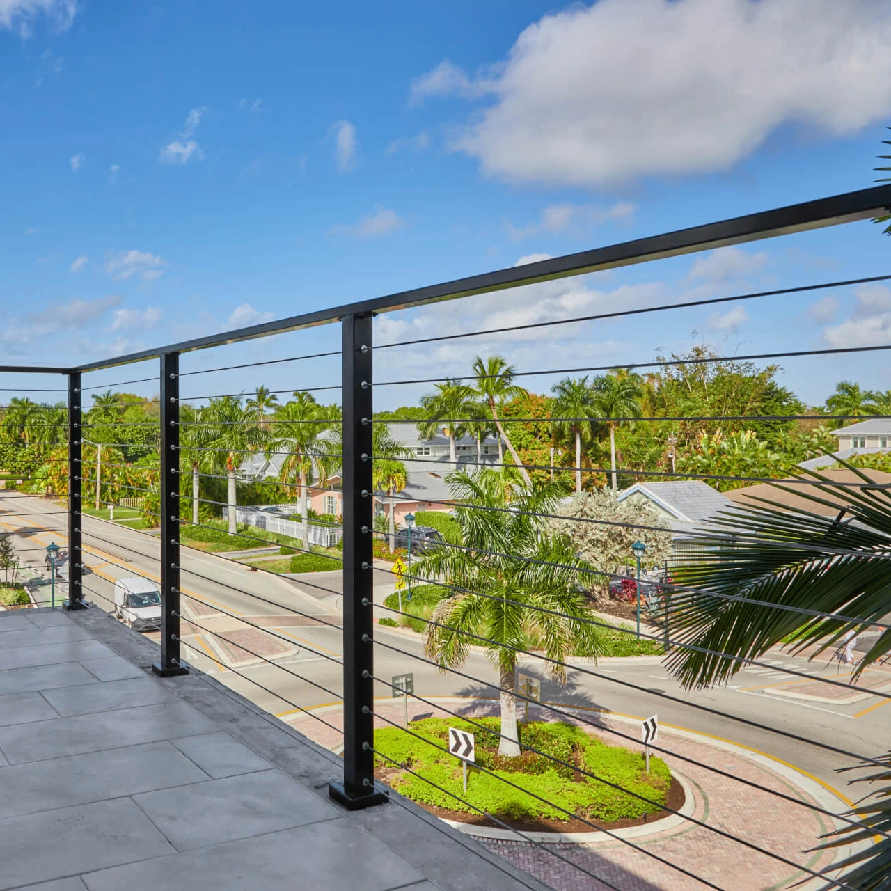 America Modern Design Outdoor Durable Stainless Steel 316 4/6mm Cable With 262 Series Tensioner Carbon Steel Baluster Railing