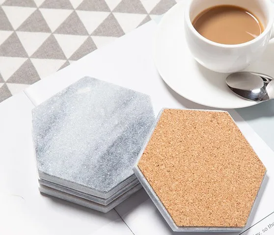 Personalized custom black or white cup marble stone coasters