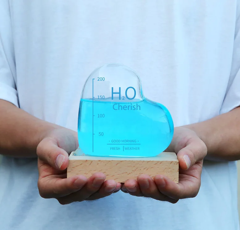 Creative Stylish Anti-Shaking Desktop Home Decoration Crafts Weather Forecast Predictor Heart Shape Storm Glass Bottle Barometer