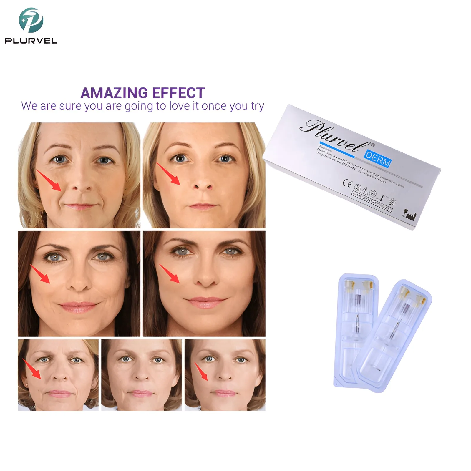 Plurvel 1ml 2ml Wholesale price hyaluronic acid dermal filler for wrinkles