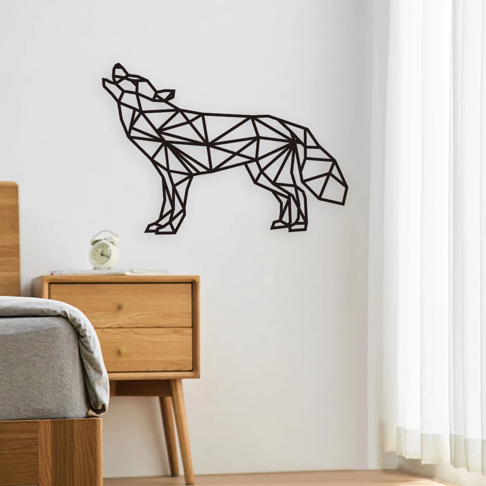 Free custom laser cut wooden Geometric animals wolf butterfly dolphin shape wall Art laser cut service plywood for home decor