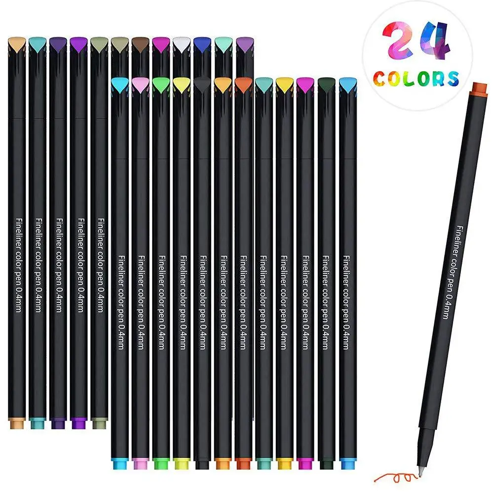 New Amazon 24-color Fine liner Color Pen Set  Hook Line Pen Porous Fine Point art Markers Pen