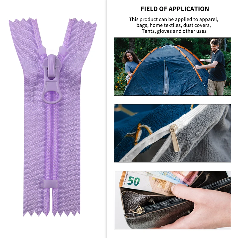 OCO Custom closed end zipper for pocket 3#5# nylon zipper coil plastic zipper bag tailoring accessories factory