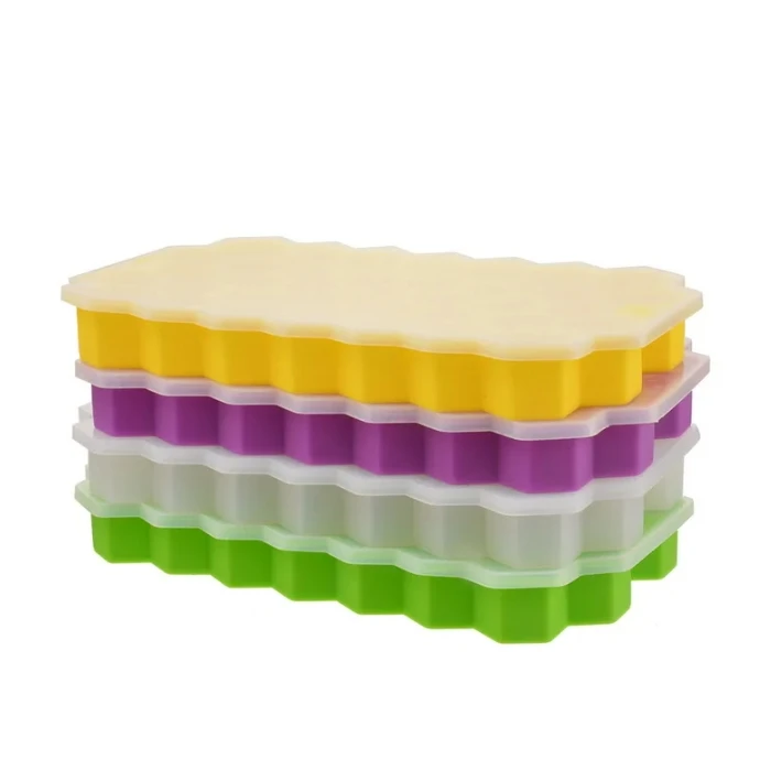 Ice Cream Tools BPA Free Whisky Ice Cube Making Mold 21 Grids 36 Grids Silicone Ice Cube Tray with Lid
