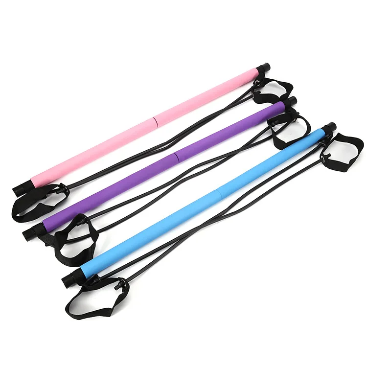 New product Portable Yoga exercise Pilates Stick with Resistance Band Pilates Bar