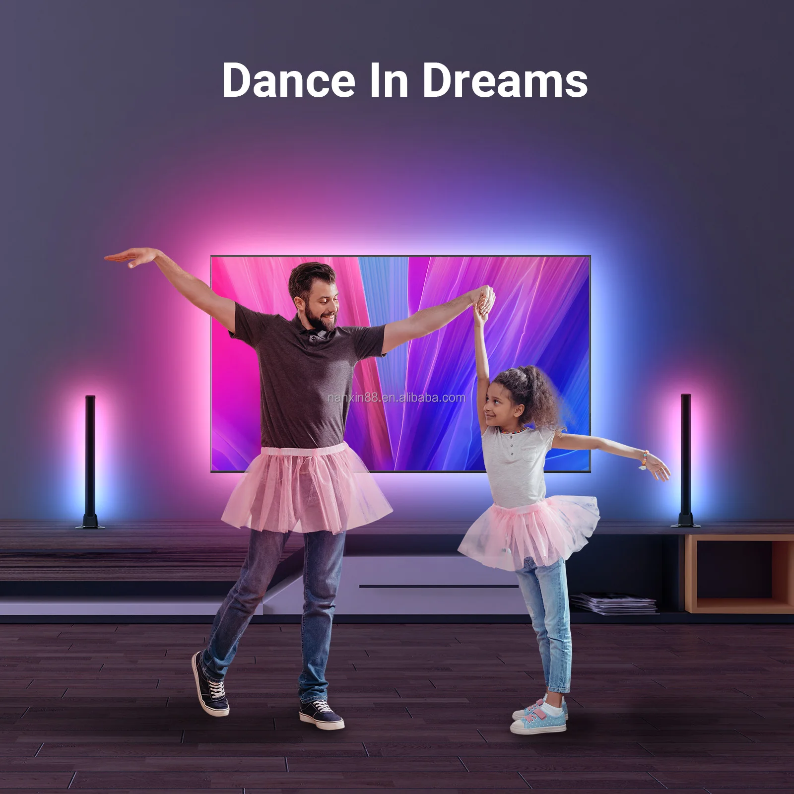 LED TV Backlight strip  with APP control for 50-65 inches TV  HDMI sync box music rhythm   Works with Alexa & Google Assistant