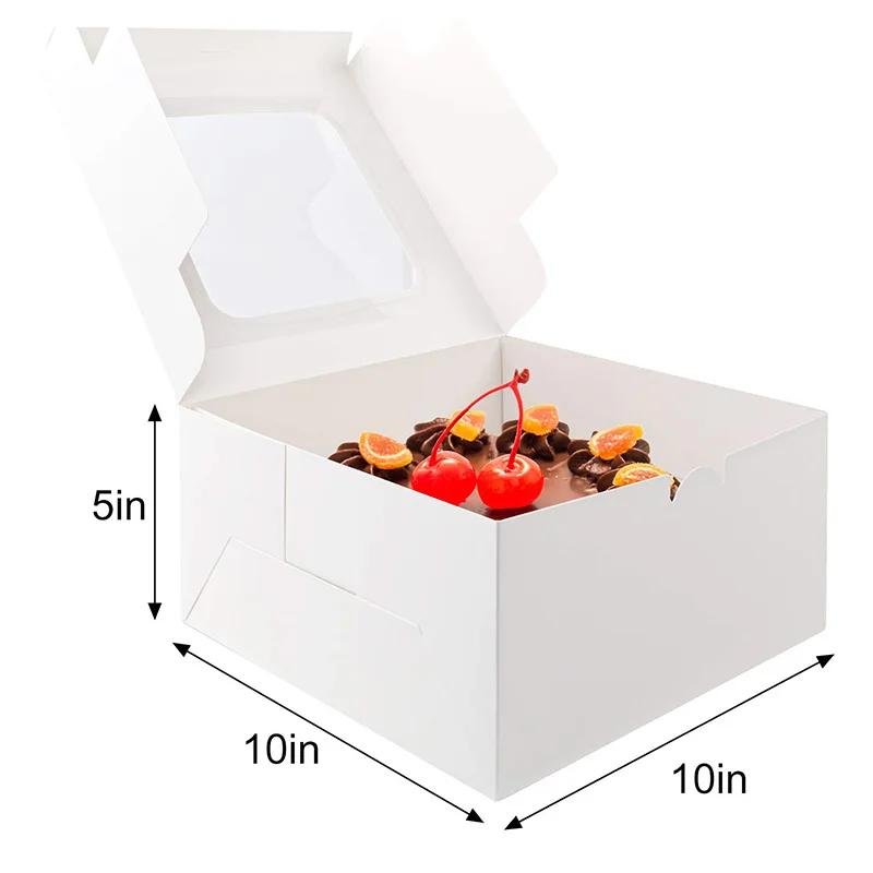 Custom Caja De Pastel Dessert Paper Box White Cardboard Bakery Cookie Clear Cake Packaging Box With Window Cajas Para Pastel