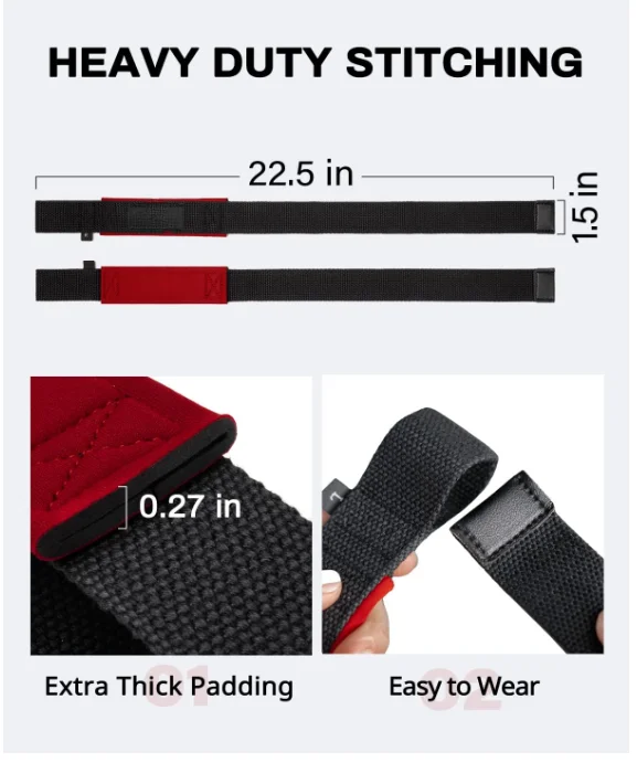 2023 Custom Logo Heavy Duty Fitness Padded Cotton Neoprene Weightlifting Weight Gym Pull Deadlift Lifting Wrist Straps For Men