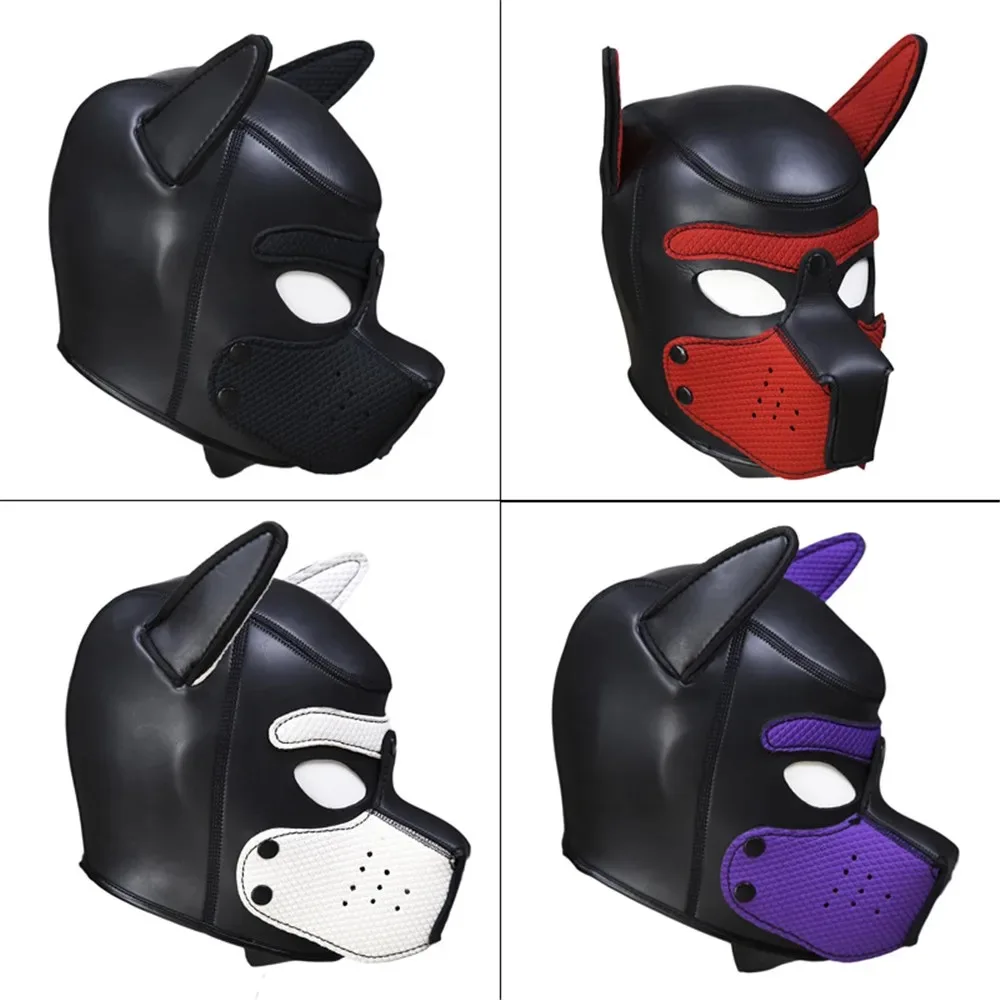 New Party Masks Dog Hood Mask Padded Latex Rubber Role Play Cosplay Full Head Ears Halloween Mask Sex Toy For Couples