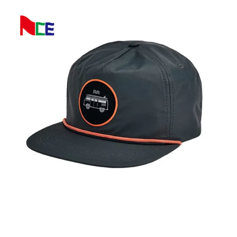 Custom unstructured plain blank rope nylon snapback cap hat