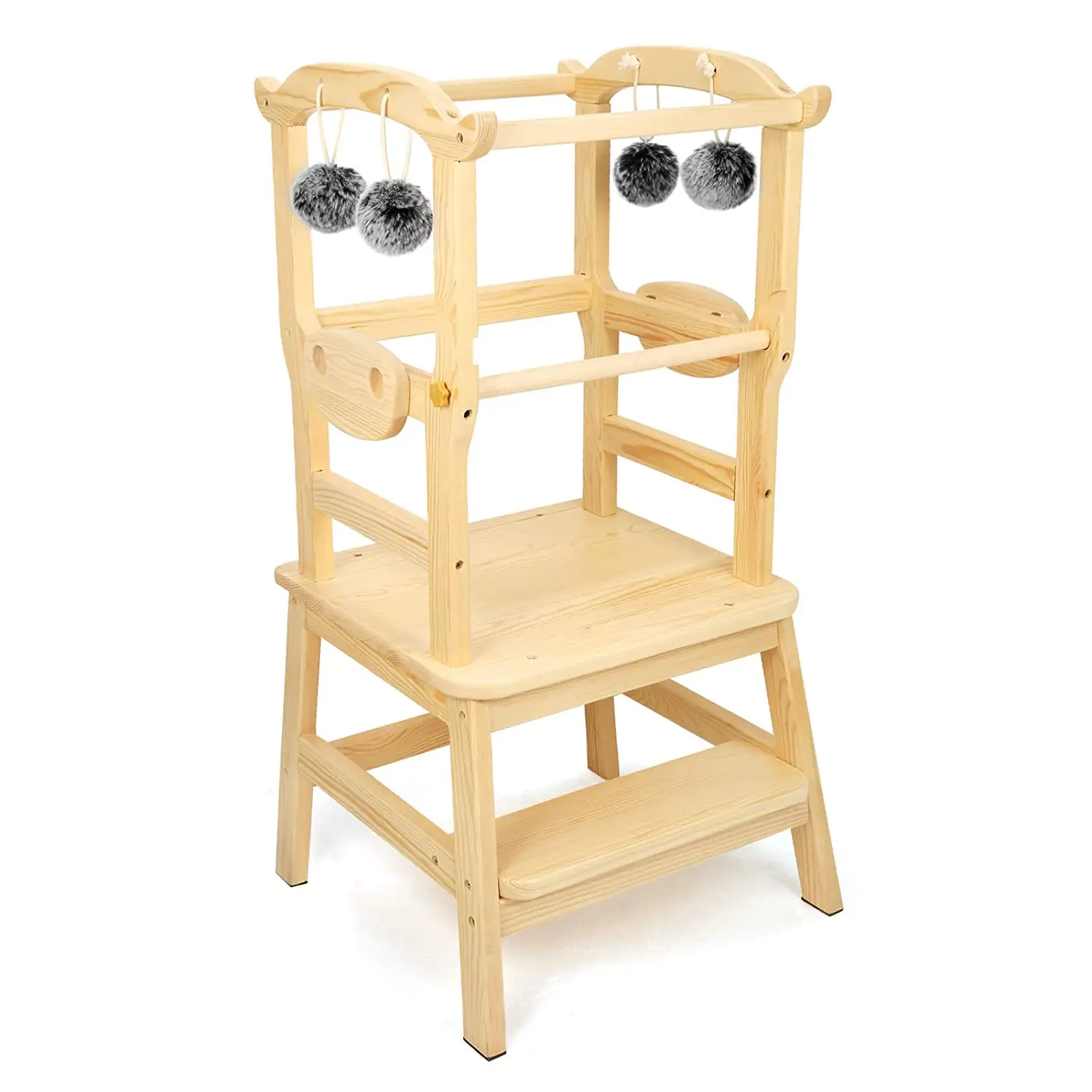 White Wooden Step Stool Toddler Tower Kitchen Step Stool for Kitchen Counter Learning baby standing tower