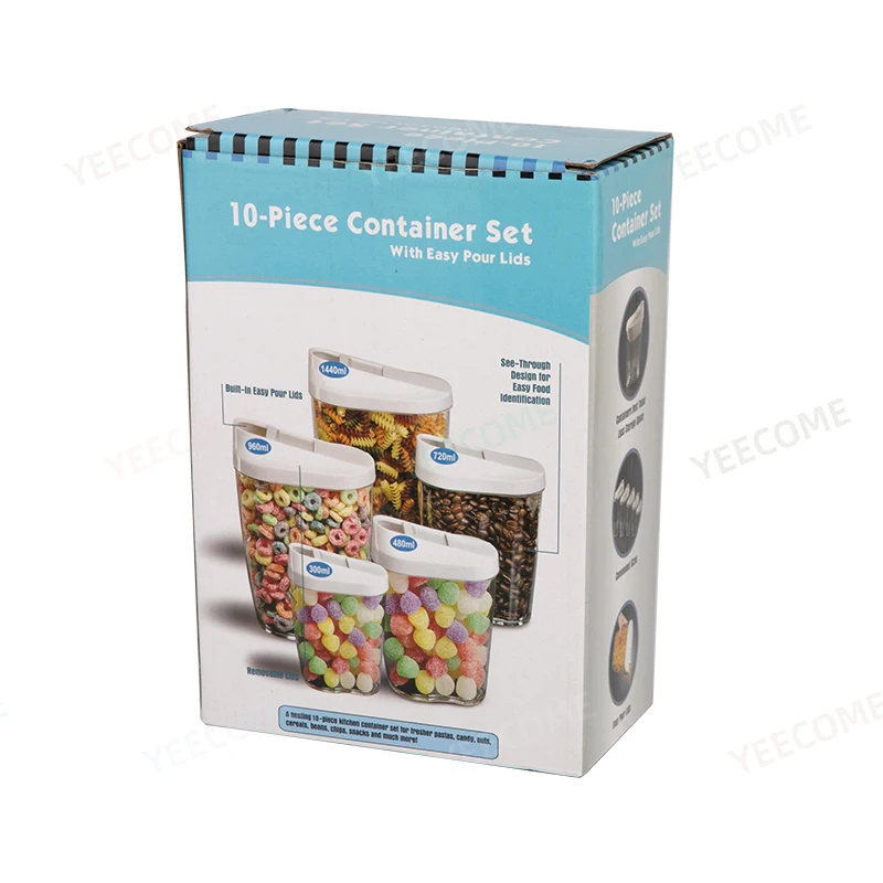 Wholesale Five PCS Sugar Box Transparent Candy Box with Cover Fashion Style Canisters