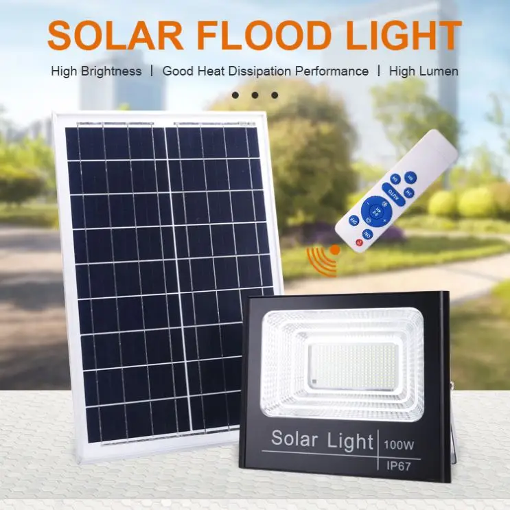Floodlight Emergency Projector Led Flood Lithium Battery Light 100W Reflector Solar With Sensor
