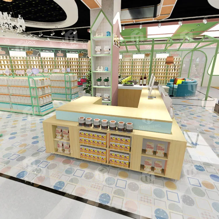 Meicheng Pink Checkout Counter Modern Reception Counter Desk Design Beauty Shop Marble White Salon Desk Front Desk Reception