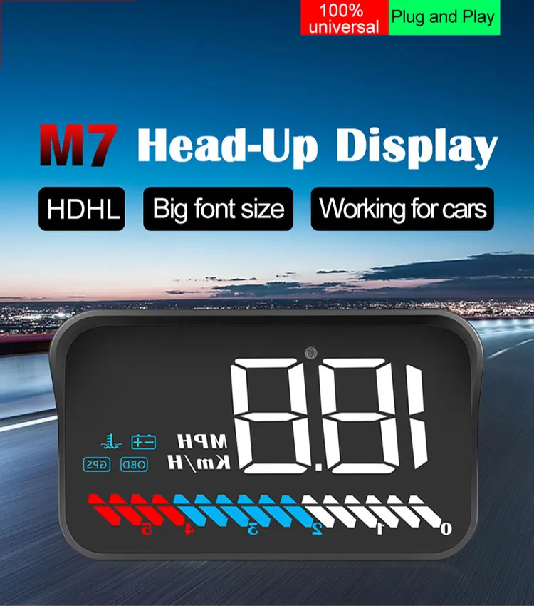 Auto diagnostic tool 2023 Best Sell M7 GPS+OBD2 smart gauge Car huds Head Up Display with GPS navigation