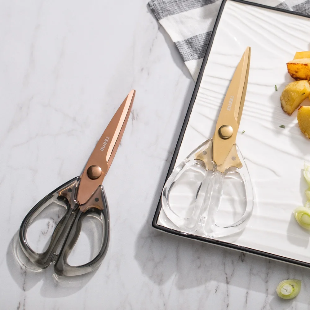 2023 Cocina Kitchen Powerful Scissors Heavy Duty Multifunction Stainless Steel Kitchen Scissors With Acrylic Handle
