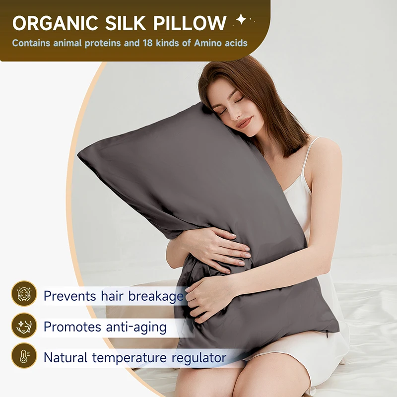 wholesale Luxury 19mm 100% silk pillowcase customized silk pillow cover pure mulberry silk pillow case set