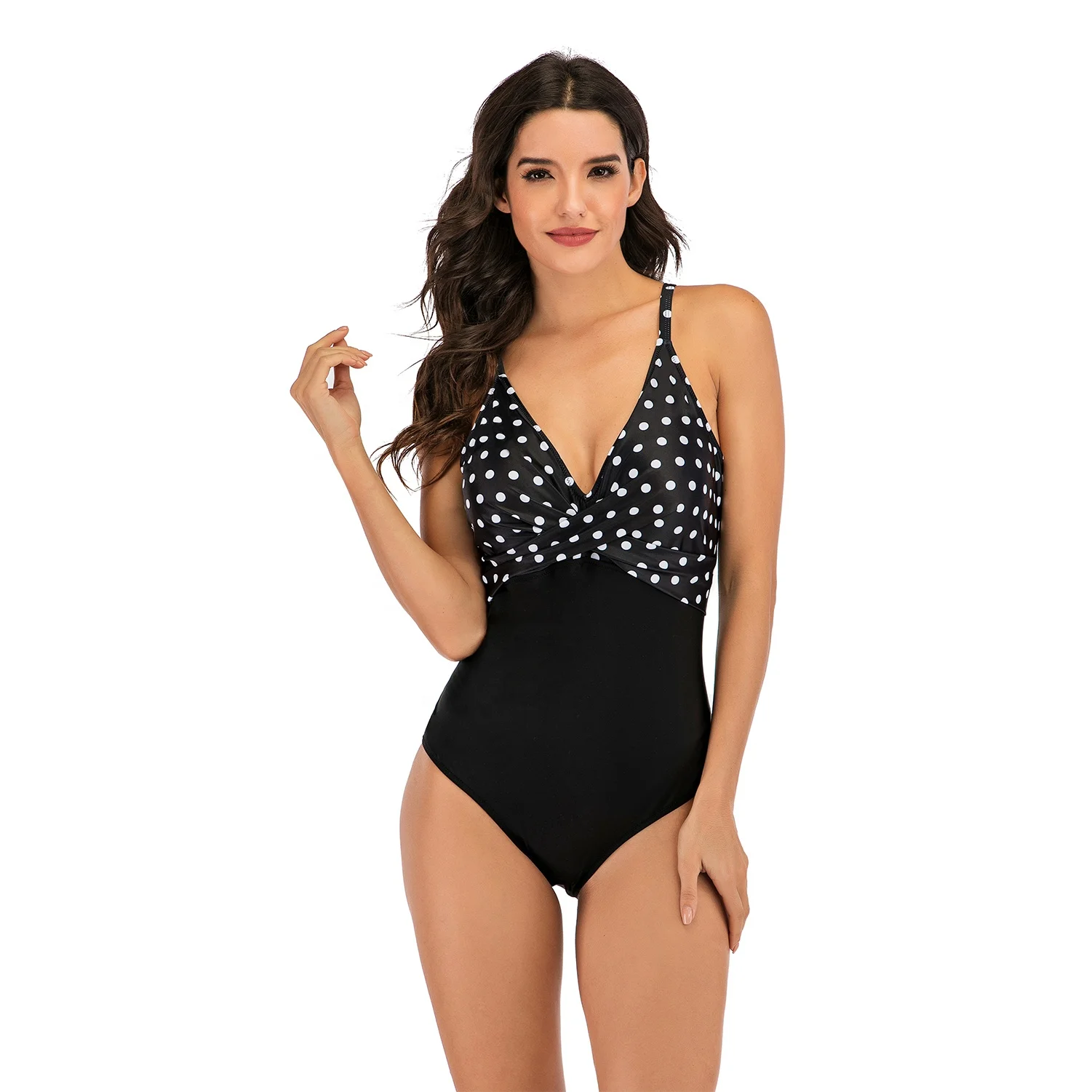 2023 European and American women swimsuit sexy one-piece bikini Wave Point Black Beach swimwear