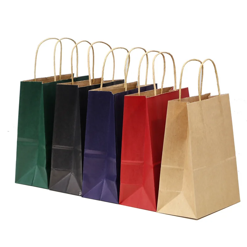 Cheap recyclable  Kraft paper bags brown Kraft paper bags white Kraft paper bags with twisted hand ropes