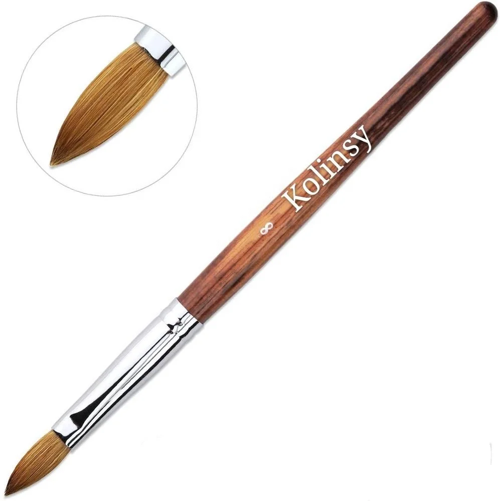 
Brown wooden nail brush supply kolinsky acrylic nail brush size 16 18 20 22 