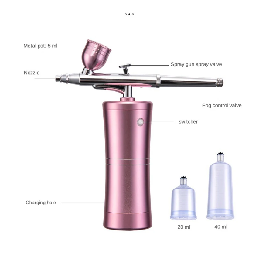 Oxygen Injector Mini Air Compressor Kit Air-Brush Paint Spray Gun Airbrush For Nail Art Tattoo Craft Cake Nano Fog Mist Sprayer