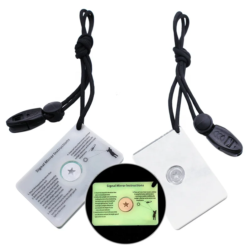 SOS Emergency Rescue Survival Reflective Mirror Survival Technologies Luminous Signal Mirror with Whistle