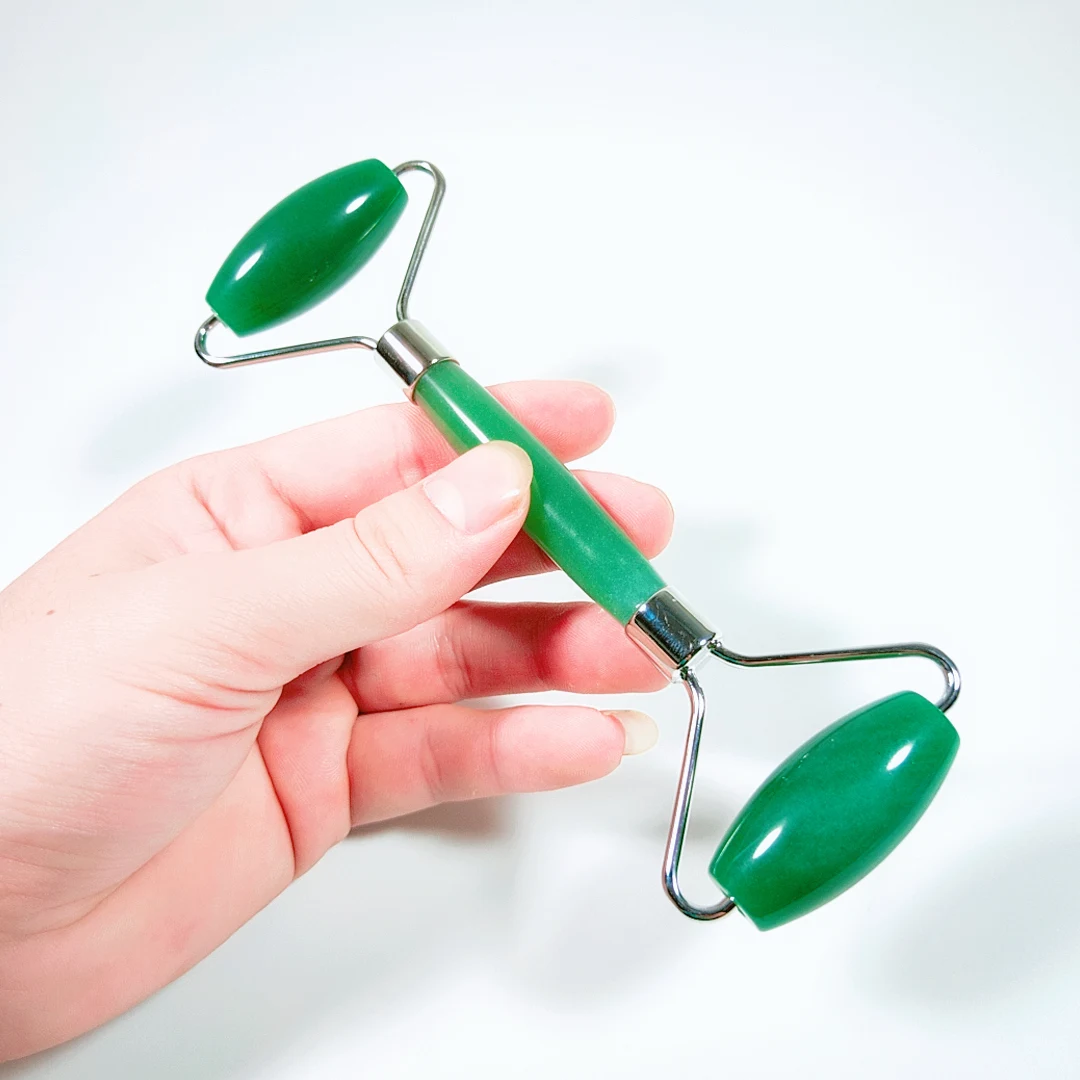 HUIYING 100% natural jade roller best quality massager green aventurine roller spa head neck facial beauty tool