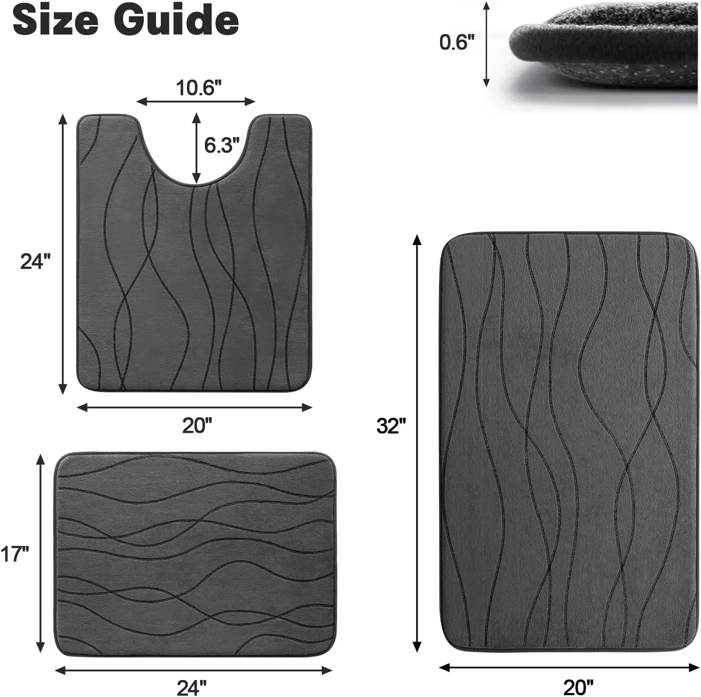 Factory Sale Thick Cushioned Coral Velvet Bath Mat 3 Pieces Super Absorbent Memory Foam Bathroom Rug Set