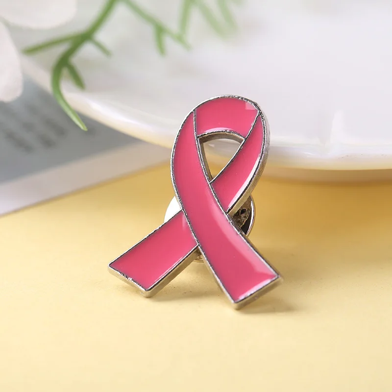 Medical Colorful Pink Ribbon Enamel Badge Breast Cancer Awareness Lapel Pin