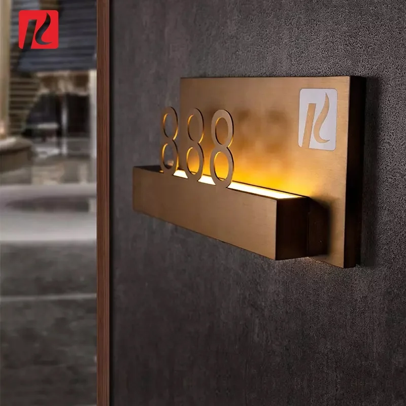 Kexian Custom Stainless Steel Door Signage Unit Building Floor Acrylic Illuminated Letters Room Number Sign for Hotel
