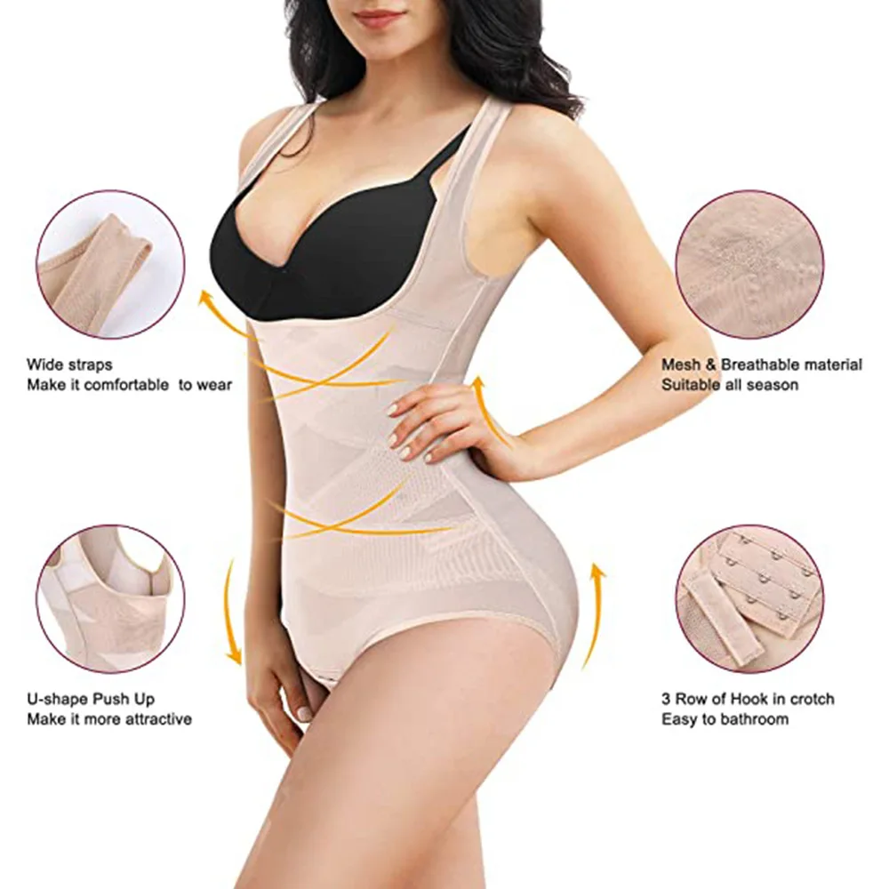 One piece mesh lightweight and breathable waist and chest support beautiful body and cross body corset