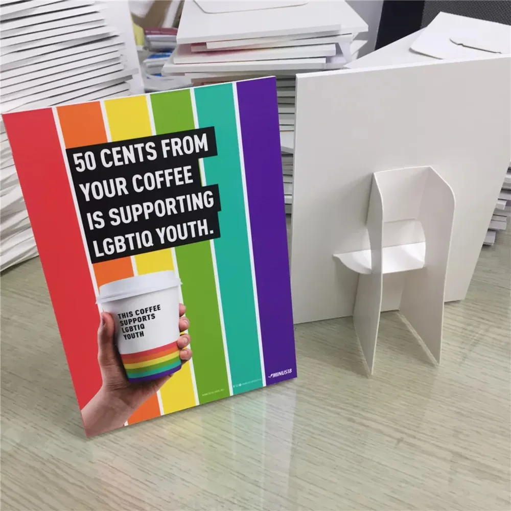 KT Board Strut Card Double Wing Easel Back Sign Die Cutting Foam Core Display for Supermarket