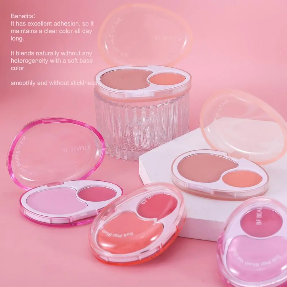 Luxury Custom Logo Velvet Blush Makeup Tablet Private Label Long Your Logo Here Loose Powder Blush Veil Duo Soft Pop Blush